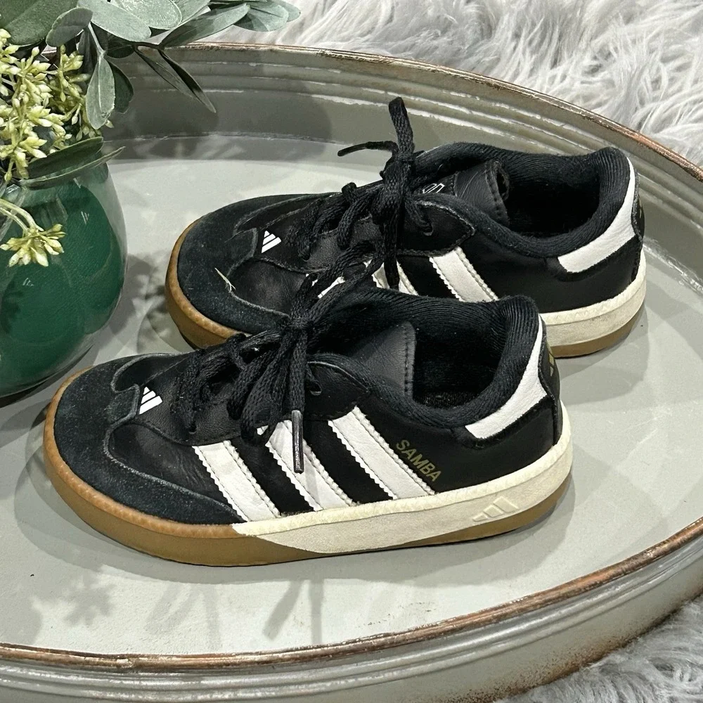Adidas Samba 3 Stripe Baby Boys Size‎ 8K M Athletic Walking Shoes 789002 Black